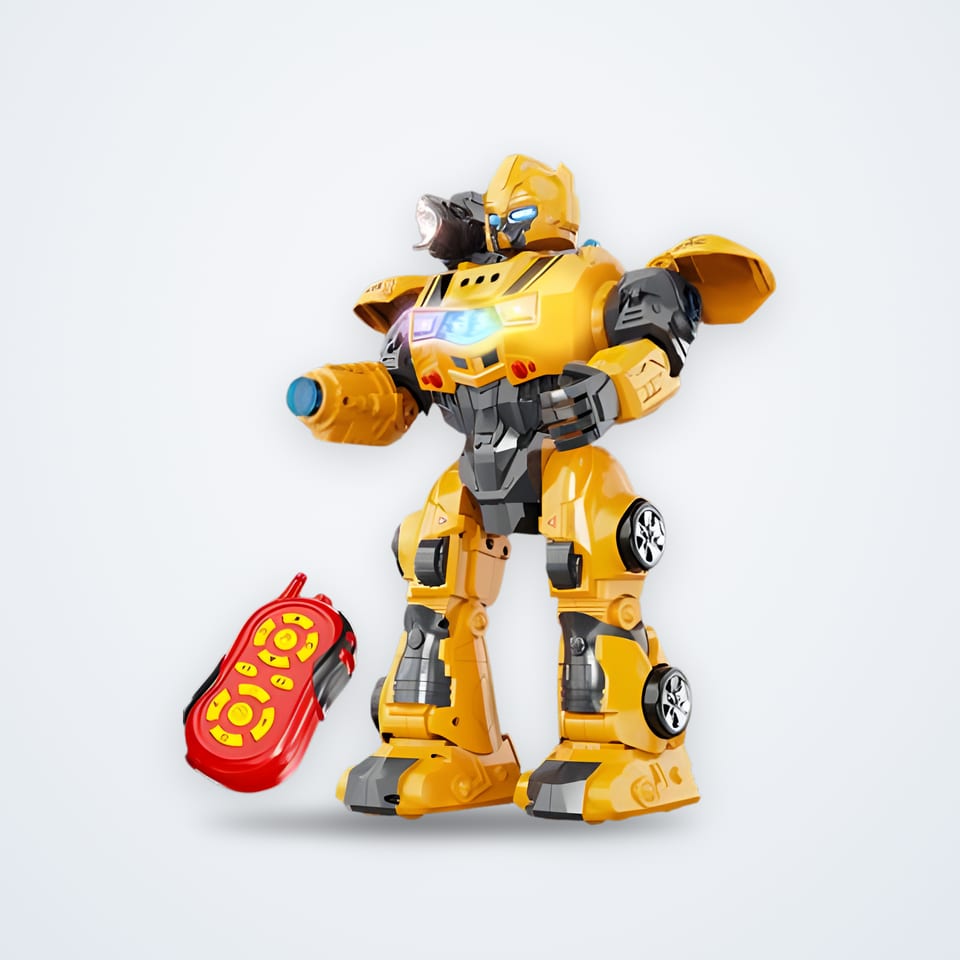 Remote-control spray mecha robot, yellow